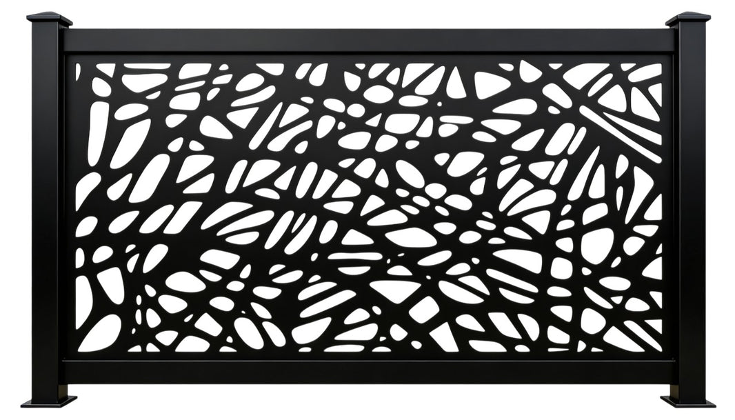 Abstract Geometric Web Pattern Plasma‑Cut Steel Fence Panel | Modern Decorative Metal Privacy Screen Model # LFP995