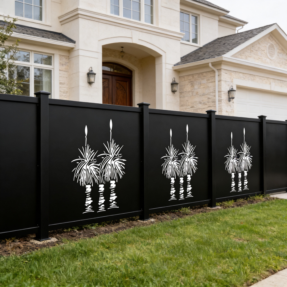 Abstract Wave Line Pattern PlasmaTriple Palm Tree Silhouette Plasma‑Cu