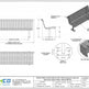 Technical specification sheet and dimension drawing for a slatted steel outdoor bench with vertical support legs and a built-down base plate, shown on a white background with brand name Taimco at the bottom.