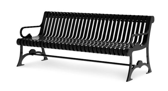 Newcastle metal Bench aluminum Frame Cast & Steel Slat Seating | Model # MB193