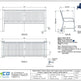 Technical drawing and specification sheet for a Taimco MB197 powder-coated steel outdoor bench, showing front and side views with dimensions, notes, and a seller block at the bottom.