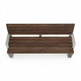 A modern outdoor bench with dark brown wooden slats and a brushed silver metal frame, shown from a top-down perspective on a white background.