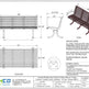 Technical specification sheet and dimension drawing for the Taimco Arcadia Modern Rod-Style Outdoor Bench 3-seat, showing plan view, elevation, and side view with measurements, materials, and details.