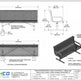 Technical dimension drawing of a metal mesh outdoor park bench by TAIMCO, showing front, side, and top views with measurements, material notes, and a spec sheet block.