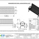 Technical specification sheet for a Durham bench with scroll legs and vertical slats, showing multiple line drawings, dimensions, a detail view, and a black powder-coated bench photo on a white background with Trimco branding.