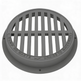 A gray round manhole cover made of cast iron, with a grid-like pattern and the text 'CAMP NO-DRINK' inscribed on the surface.