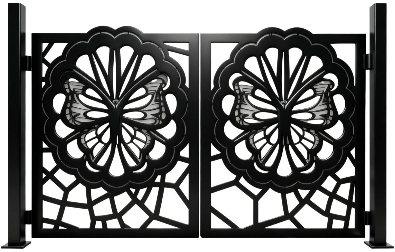 Butterweb Passage – Artistic double-panel man door with scalloped butt
