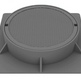 A top view of a round gray iron manhole cover with a textured surface, designed for outdoor use.