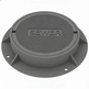 A gray iron round manhole cover with the word 'SEWER' inscribed on the top surface, featuring a textured pattern for grip and a frame for installation.