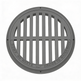 A gray round manhole cover made of cast iron, with a grid-like pattern and the text 'CAMP NO-DRINK' inscribed on the surface.