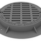 Round gray iron manhole cover and frame with a bolted and gasketed design, featuring the text 'MANHOLE COVER' on the surface.