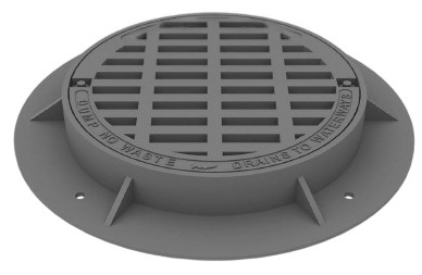 Round gray iron manhole cover and frame with a bolted and gasketed design, featuring the text 'MANHOLE COVER' on the surface.