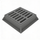 Gray iron square manhole cover and frame with a patterned surface design.