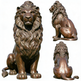 Artistic bronze lion sculpture with realistic body proportions and a commanding presence