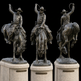 Western‑themed bronze sculpture featuring a cowboy on a bucking horse with flowing movement