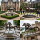 Artistic bronze horse sculptures with powerful stride and detailed craftsmanship