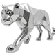 Chromed geometric panther sculpture on a white background