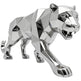 Sleek metallic sculpture of a walking panther with modern geometric shaping