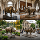 Bronze rhinoceros statue displayed in various settings including a museum hall, government rotunda, public park, and city square.
Realistic wildlife sculpture of a rhino crafted in bronze with defined textures