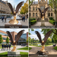 Realistic bronze eagle sculpture with spread wings and a contrasting gold base