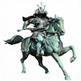 Statue of a samurai on horseback with a white background
Bronze samurai warrior on horseback sculpture with detailed armor.