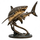 Bronze sculpture of a shark on a white background
Dynamic twin‑shark bronze artwork with detailed fins and sleek bodies