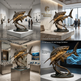 Shark sculpture in various settings including an art gallery, corporate reception area, high-end retail showroom, and contemporary art exhibition.
