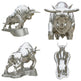 Polished steel bull sculpture with lowered head and pointed horns
