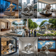Collage of a metallic bull statue in various settings including corporate offices, outdoor plazas, luxury homes, and public art installations.
Metal charging bull sculpture mounted on a matching base.