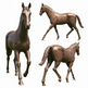 Polished bronze horse figure in a graceful walking motion