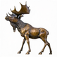 Bronze statue of a moose on a white background
