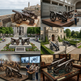 Collage of various images featuring cannons in different settings, including outdoor and indoor exhibits.
Outdoor cannon sculpture featuring classic military design