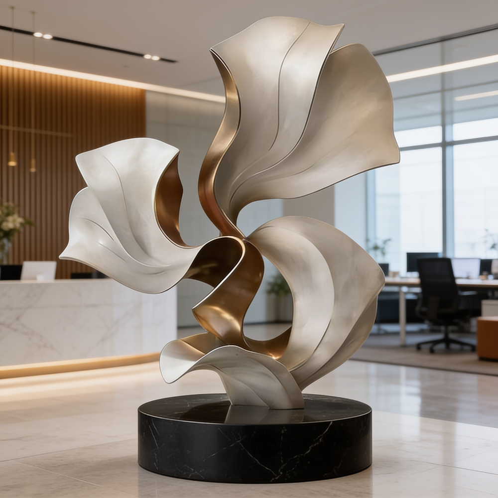 Modern abstract sculpture in a stylish interior setting