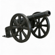 Black cannon with large wheels on a white background
Lifesize historic cannon sculpture on wheeled carriage