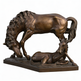 Bronze sculpture of a horse and a deer on a white background