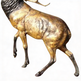Realistic bronze stag statue featuring textured fur, strong musculature, and expressive posture.