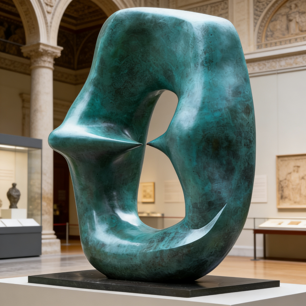 Large abstract sculpture in a museum setting