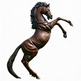Bronze sculpture of a rearing horse with realistic muscles and flowing mane