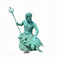 Statue of a bearded figure holding a trident, sitting on a turtle, on a white background