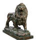 Bronze lion statue on a white background
