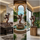 Collage of a bronze sculpture in various settings with text 'Strength and Form'.