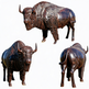 Lifelike bison statue crafted in bronze with rugged surface texture