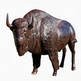Bronze statue of a bison on a white background
Bronze‑tone bison sculpture with realistic textured fur and powerful stance