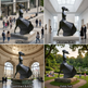 Collage of a sculpture in various settings including a public area, museum building, government building, and public park.
Reflective metal sculpture of a female figure captured mid‑stride