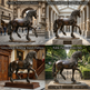 Bronze horse statue in various public and museum settings
Bronze prancing horse sculpture with raised front leg and detailed musculature