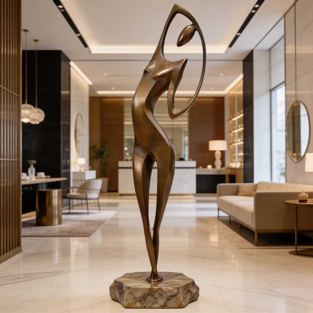 Abstract Bronze Human Figure Sculpture on Marble Base – TAIMCO  Model # MSC1317