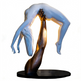 Bronze and white two‑tone sculpture depicting a raised arm lifting a gracefully arched human figure