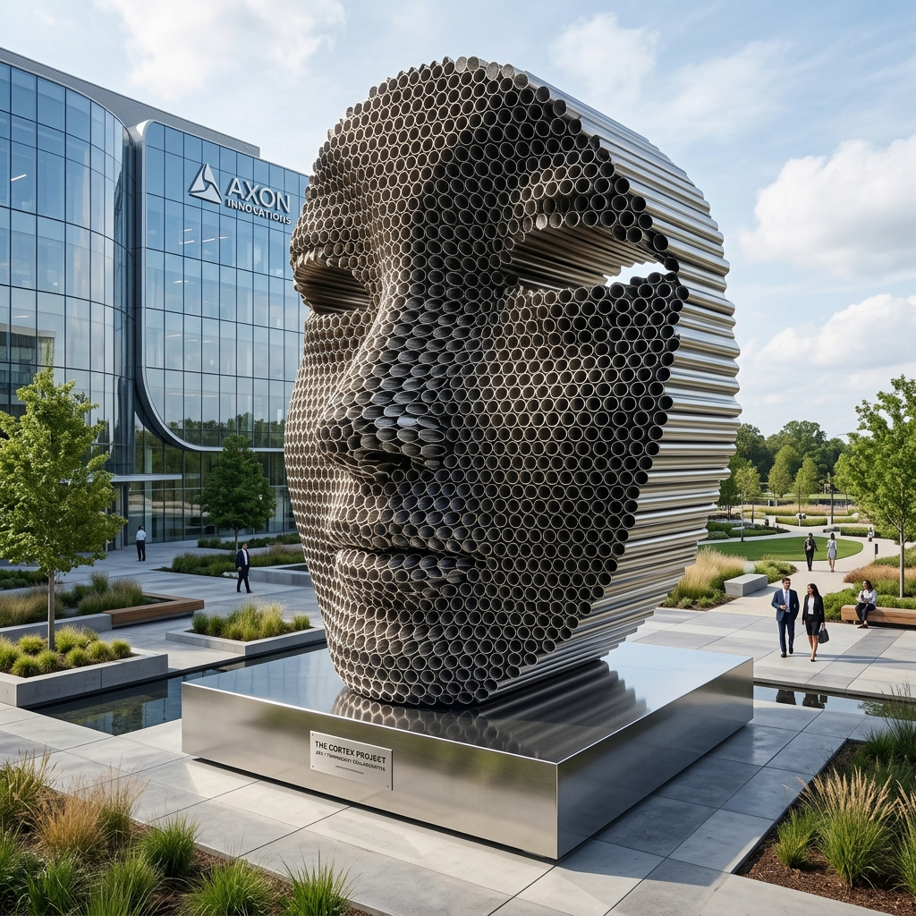 Modern Metal Tube Face Sculpture on Rectangular Base – TAIMCO # MSC1340