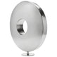 Metallic circular object on a white background
Modern metallic ring‑form sculpture with mirror‑polished surface