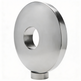 Metallic circular object with a central hole on a white background
Polished metallic circular disc sculpture with central opening on rectangular base
